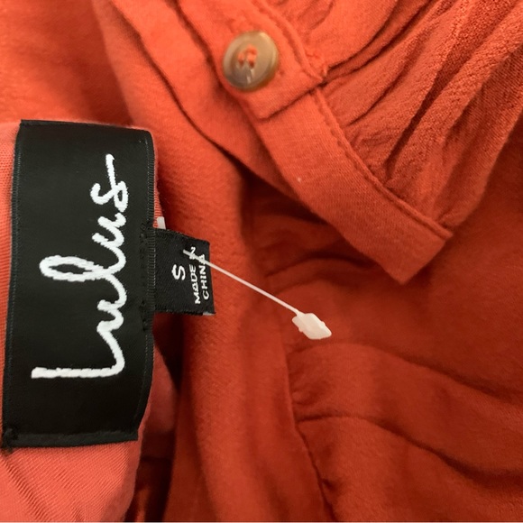 Lulus Full of Heart Rust Orange Tiered Long Sleeve Swing Dress size S - Picture 8 of 10